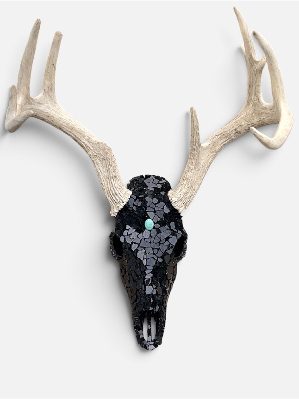 Black Bedazzled Fireglass Turquoise Deer
Skull Wall Art Home Decor